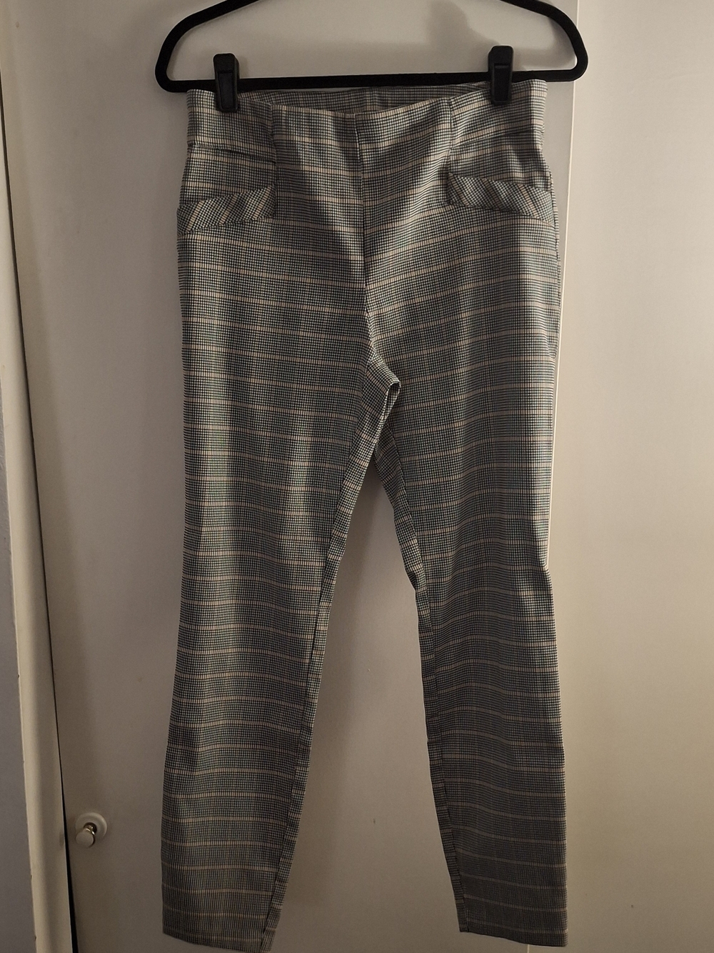 Joe B Women's Plaid Slim Fit Ankle Pants - Light Blue & Cream